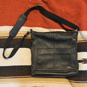 The Sak Black Pebbled Leather Messenger Crossbody